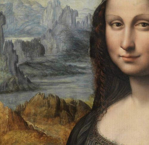 Detail of the copy of the Mona Lisa in the collection of the Museo del Prado during the final phase of restoration.