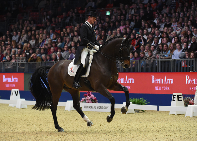 Carl Hester riding Nip Tuck during the Reem Acra FEI World Cup Dressage Grand Prix at The London International Horse Show 2015 at Olympia, London , UK on 15th December 2015