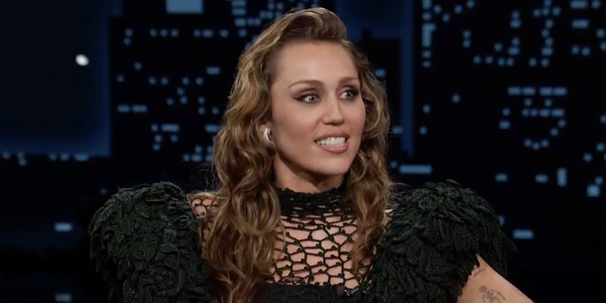 miley cyrus wears a net alaïa dress on the The Tonight Show Starring Jimmy Fallon