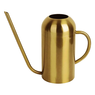 A metal watering can in gold from Amazon