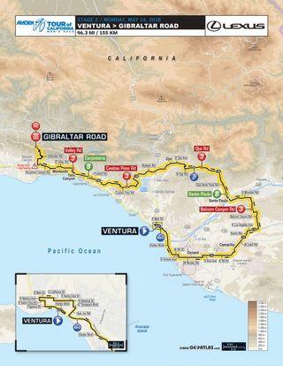 Stage 2 of the 2018 Tour of California from Ventura to Gibraltar Road