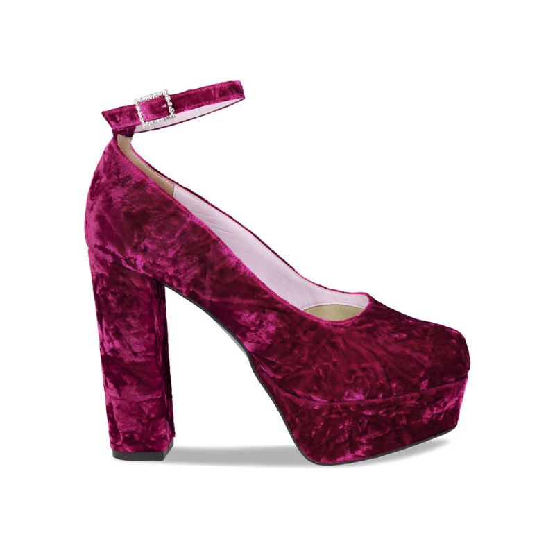 purple velvet heels