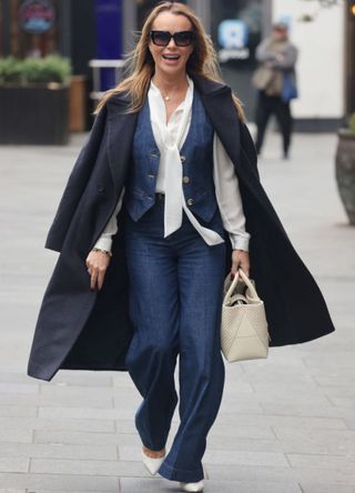 Amanda Holden leaving Heart Breakfast Radio Studios on February 19, 2024 in London, England.