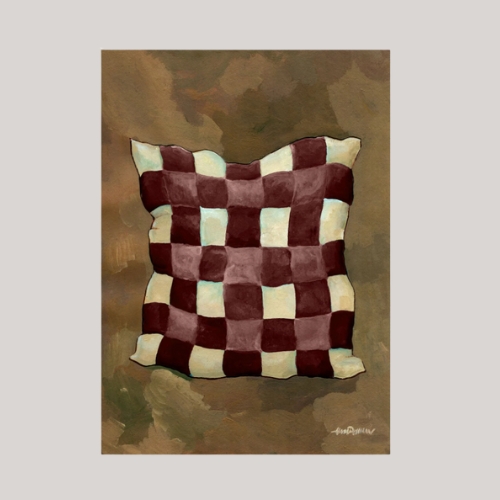 Gingham Pillow Burgundy - 21x30
