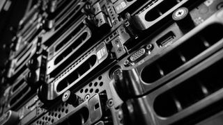 close up of a server array