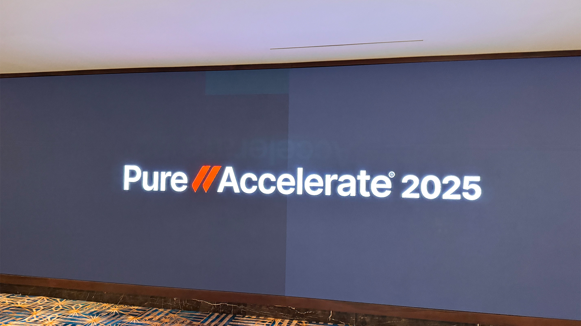 Pure Accelerate 2025 logo and branding pictured on a screen at Resorts World, Las Vegas,