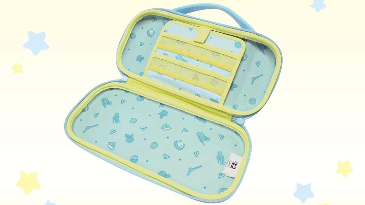 Official Hori image of the interioir of the Cinnamoroll Puffy Hybrid Pouch for Nintendo Switch 2.