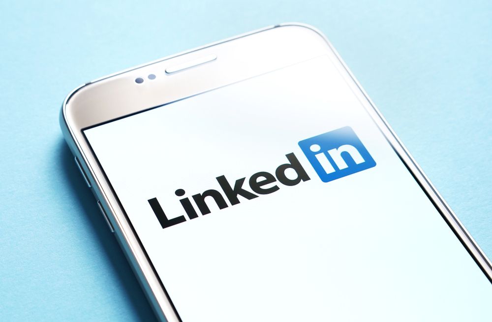 LinkedIn logo displayed on smartphone screen