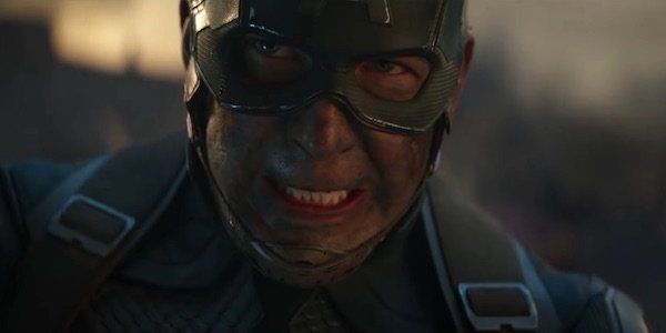 Chris Evans grimacing as Captain America in Avengers: Endgame