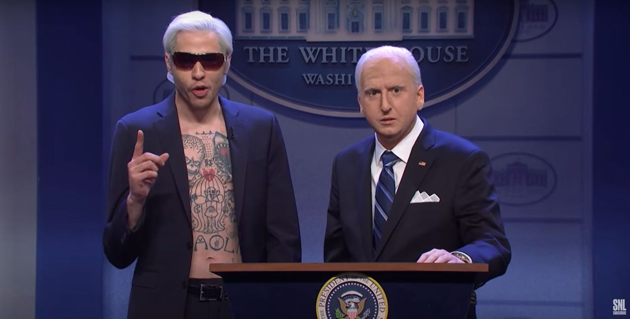 Pete Davidson and James Austin Johnson as Joe Biden