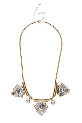 Primark Gold Tube Detail Diamante Stone Necklace, £4