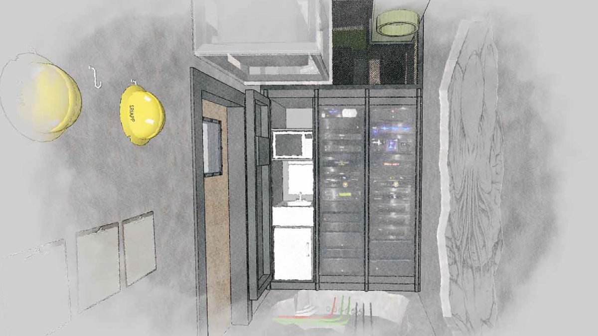Home theater gaming room architectural rendering