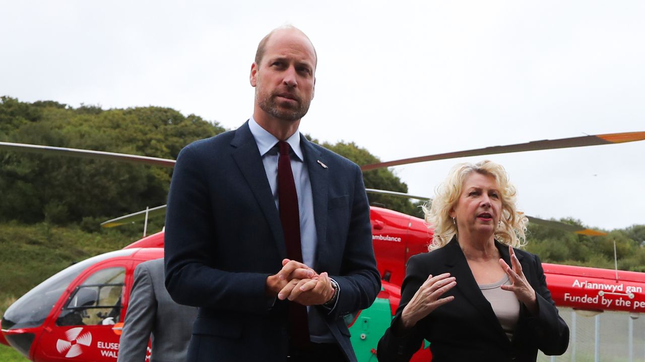 Prince William visits Wales Air Ambulance in Llanelli, Wales on September 10, 2024.