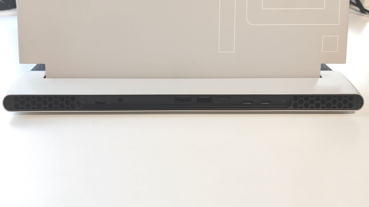 Alienware x14 on a white desk