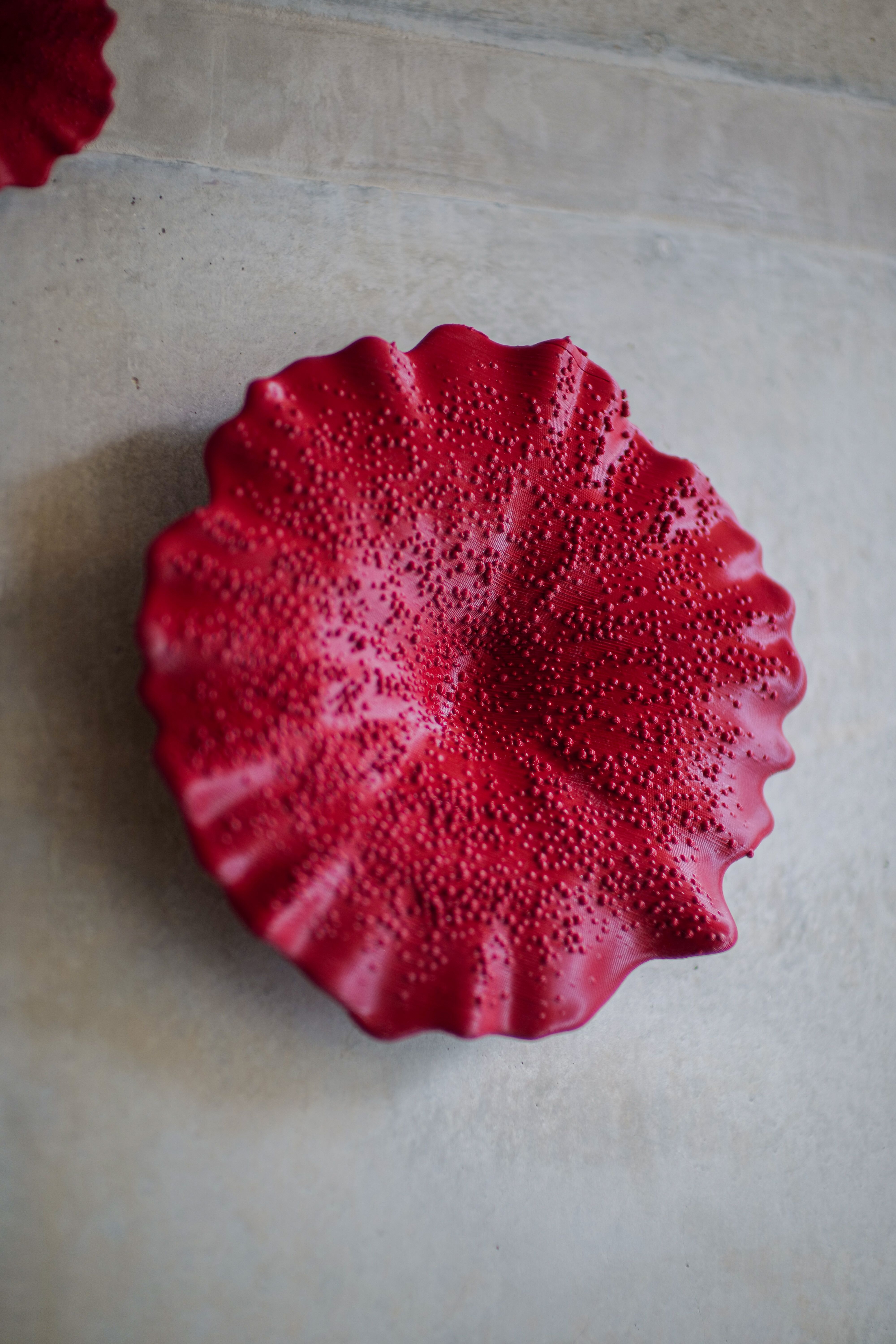 A 3D printed coral in red
