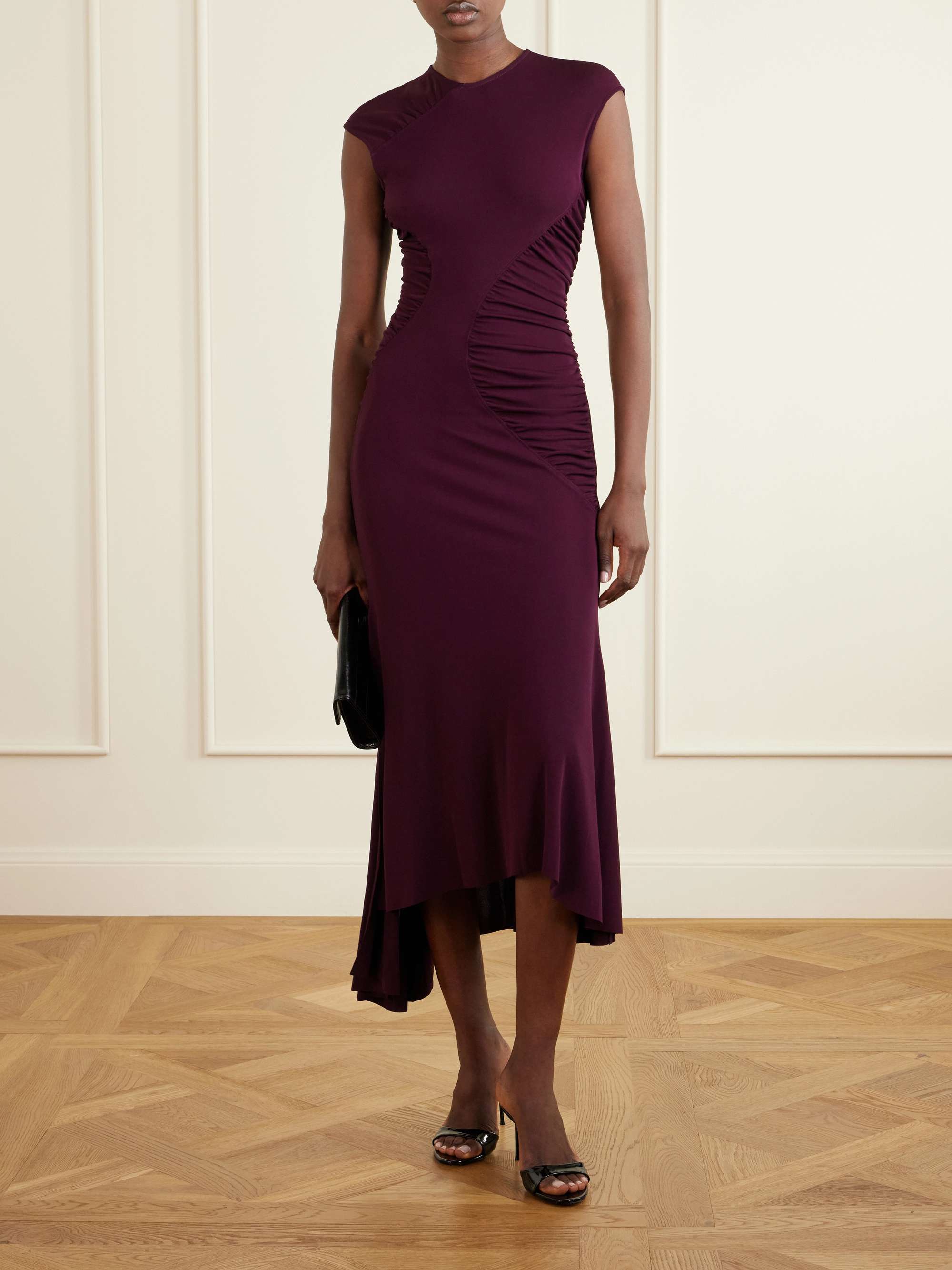 Gathered Jersey Midi Dress