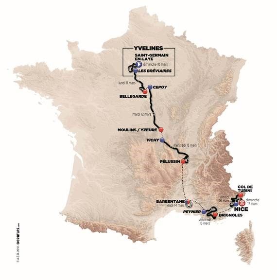 The 2019 Paris-Nice route
