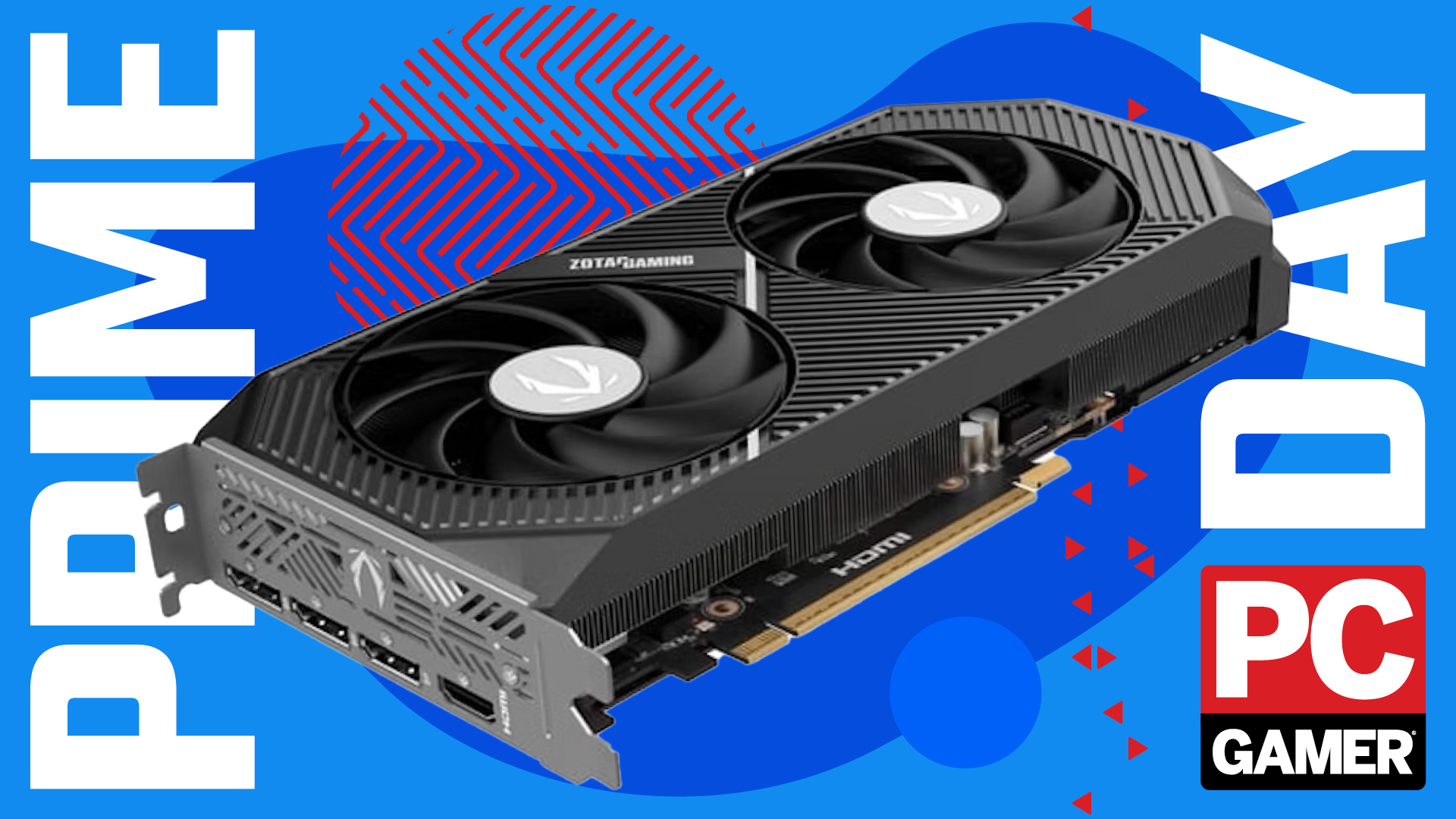 Zotac graphics card on a Prime Day background