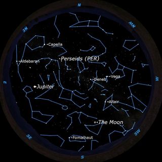 Sky map for 2011 Perseid Meteor Shower