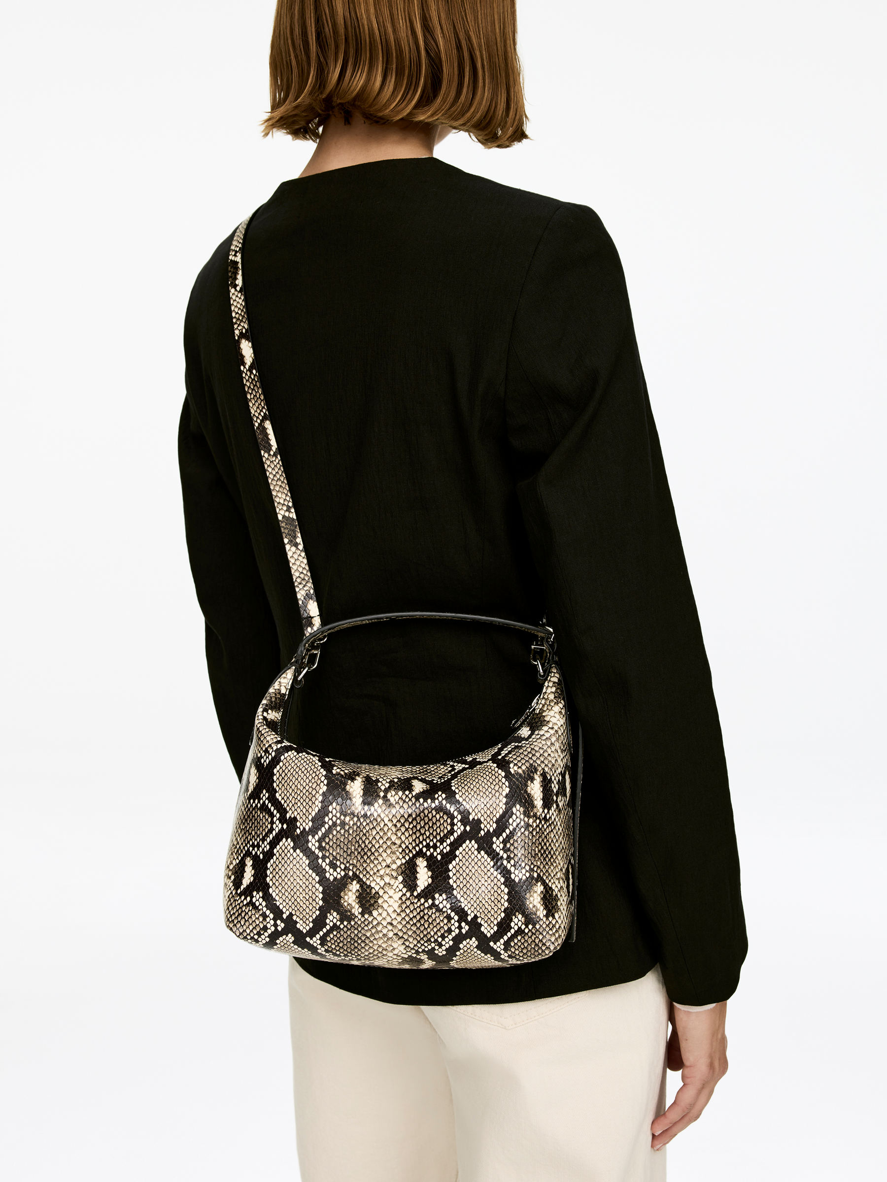 Boxy Leather Bag &amp;ndash; Black/snake Pattern &amp;ndash; Women &amp;ndash; Arket Gb