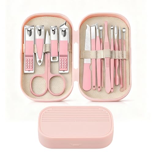 Ilovmup 14pcs Small Manicure Set for Women, Nail Clippers With Travel Case
