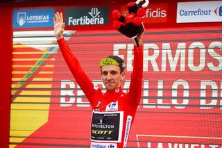 Simon Yates in the Vuelta's red jersey after stage 10