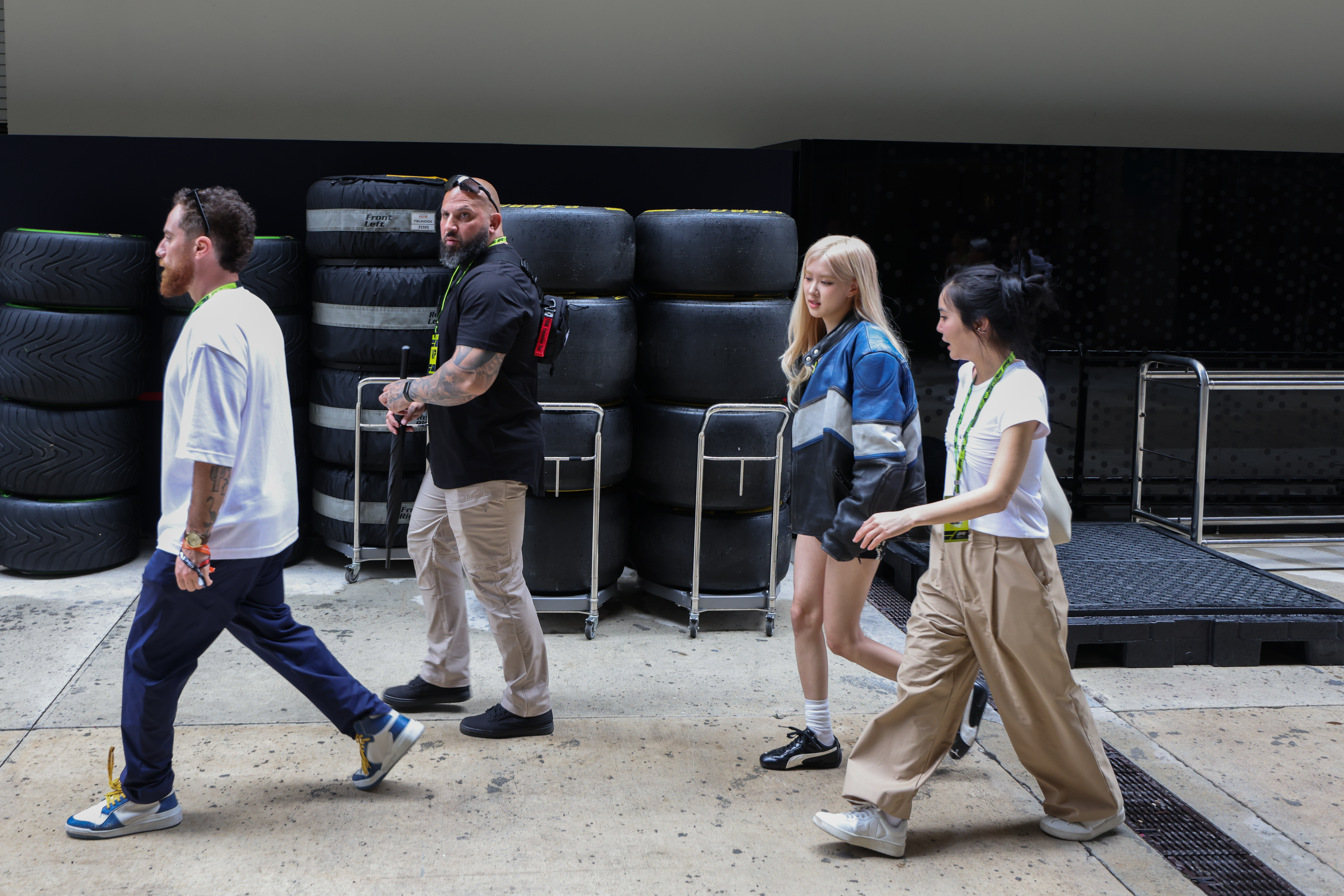 Ros&amp;eacute; arrived at the Formula 1 Miami Grand Prix in a leather jacket and Puma sneakers