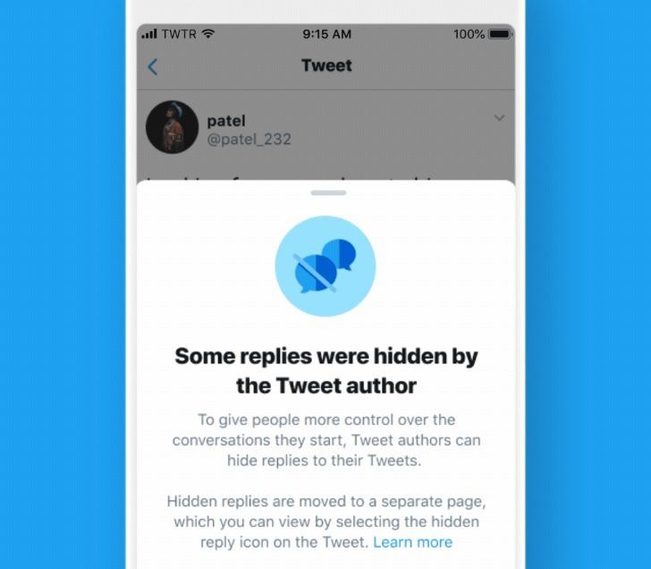 Twitter hide replies