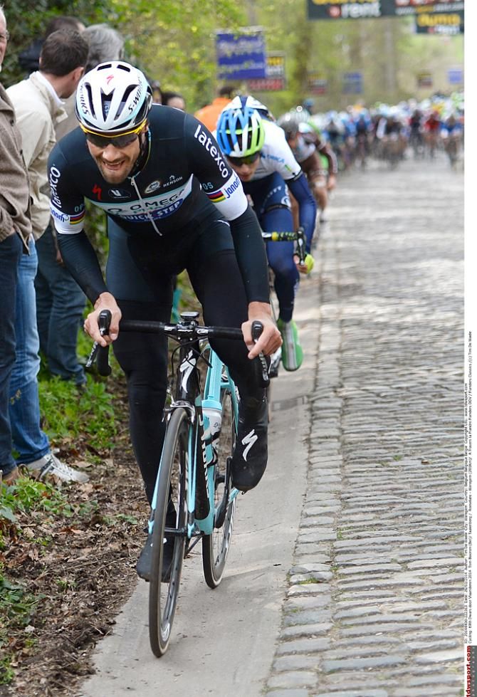 Tom Boonen (Omega Pharma-Quickstep) tests his legs on the Taaienberg