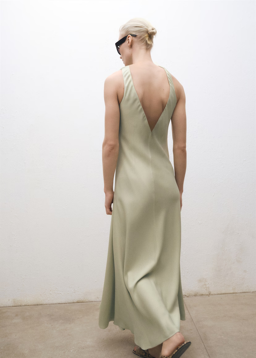 MANGO, Satin Dress With Back Opening - Women | Mango United Kingdom