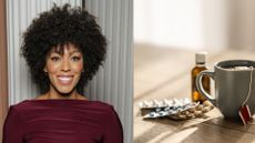 Dr Zoe Williams, who revealed the difference between flu vs cold, next to mug with cold medication