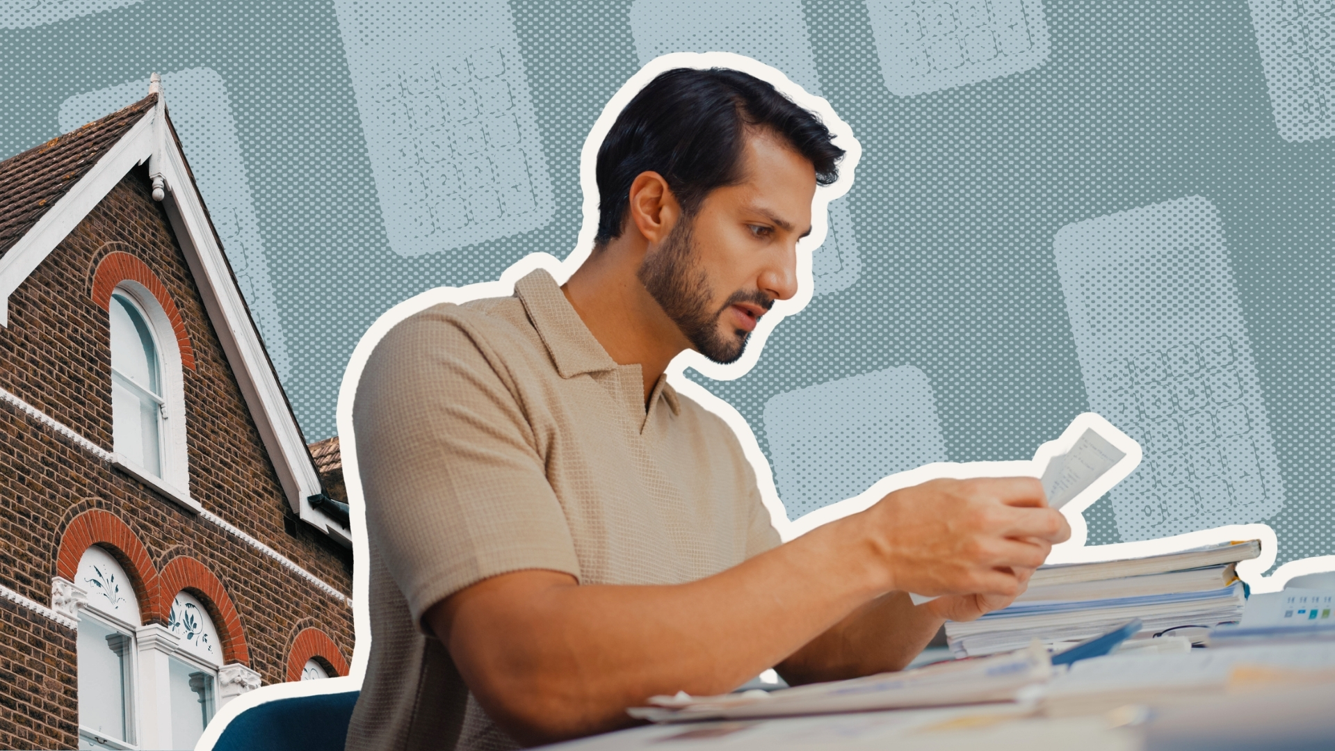 Mortgage overpayment calculator, man looking at bills