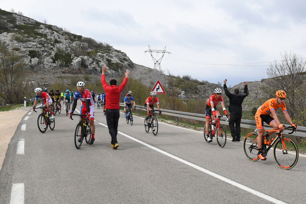 Stage 2 of the Tour of Croatia was stopped temporarily due to wind