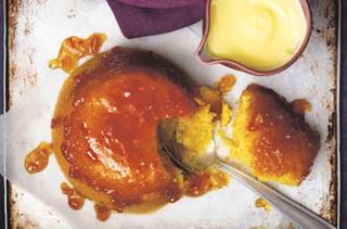 Steamed pudding with marmalade sauce