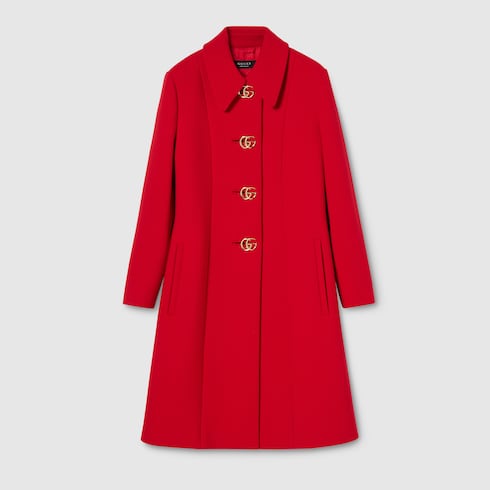 Wool Natt&amp;eacute; Coat With Double G Button