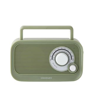 green portable crosley radio in a retro style