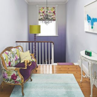 landing with purple ombre wall