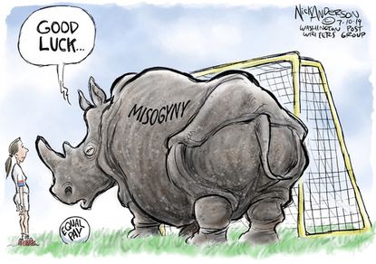 Political Cartoon USWNT Equal Pay Rhinoceros Soccer