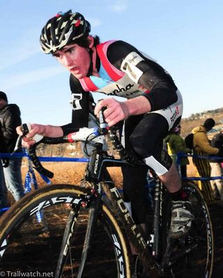 U-23 Champion Zach McDonald (Rapha Focus) bridged up to the lead group