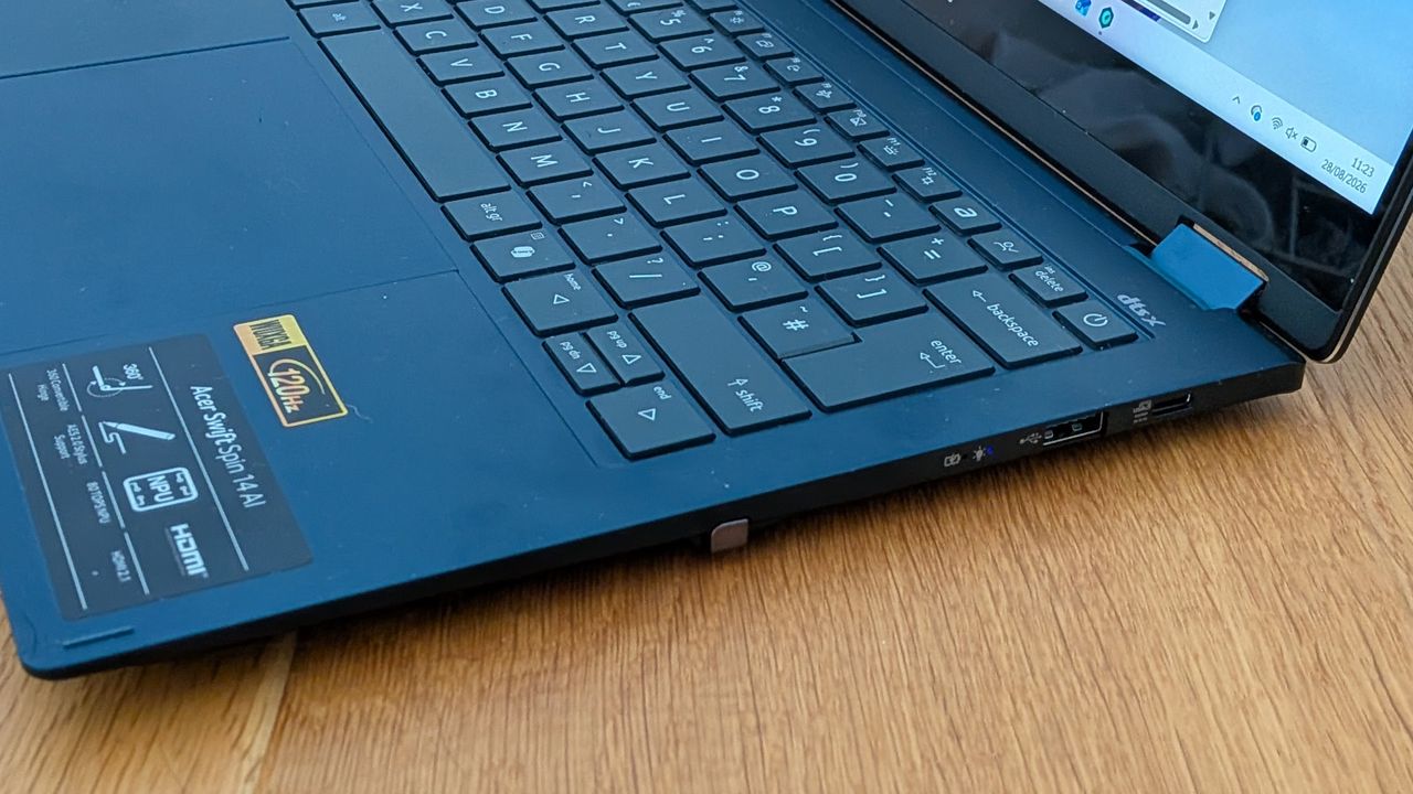 The Acer Swift Spin 14 AI on a desk