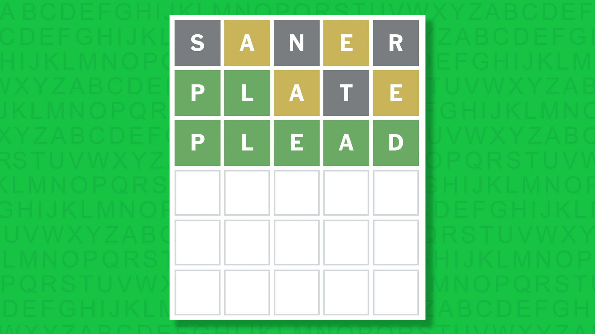 NYT Wordle answer for game 1620 on a green background