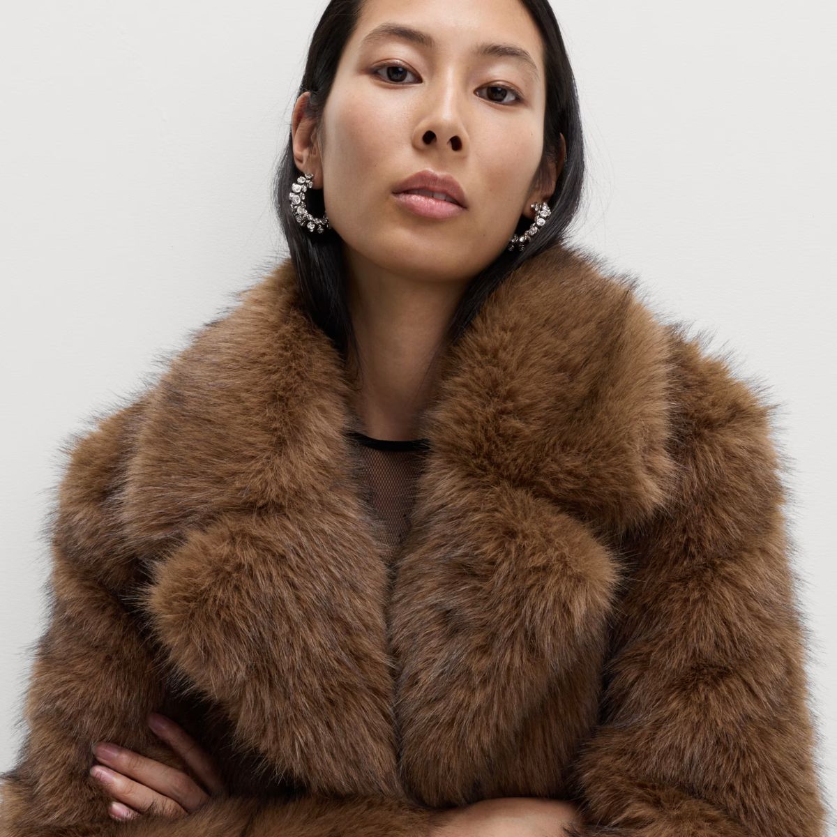 Woman wearing fur coat