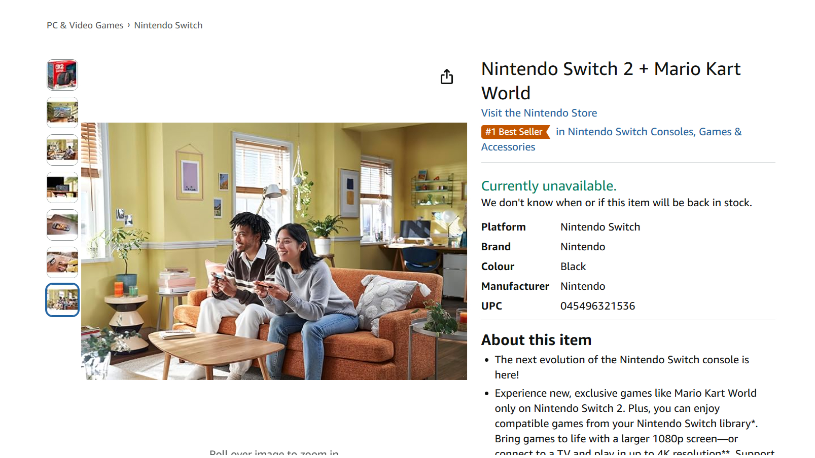 A screenshot of Amazon's Switch 2 pre-order page.