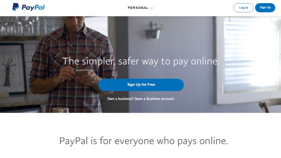 Website screenshot of PayPal (October, 2025)