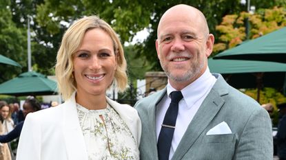 Zara Tindall and Mike Tindall attend day ten of the Wimbledon Tennis Championships at the All England Lawn Tennis and Croquet Club on July 10, 2024