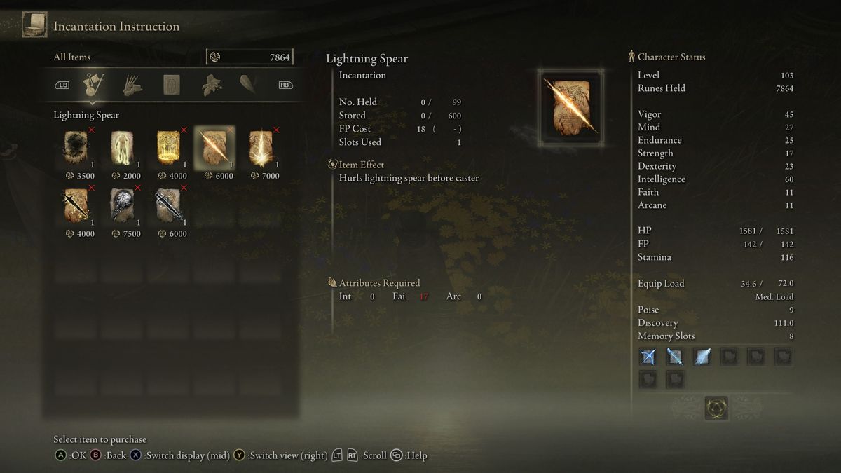 Lightning spear stats