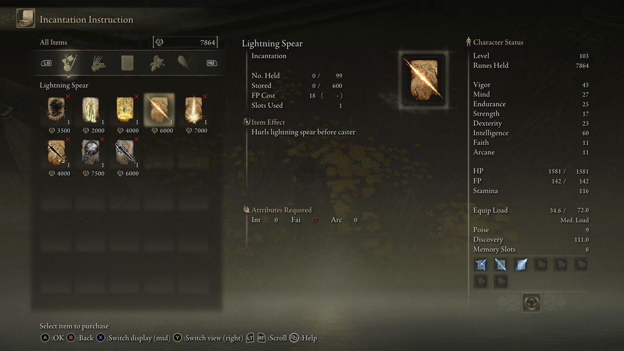 Lightning spear stats