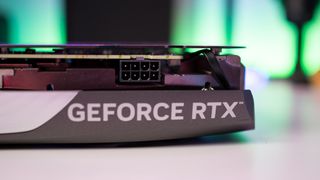 RTX branding and power connector on the Zotac GeForce RTX 4060 Ti Twin Edge