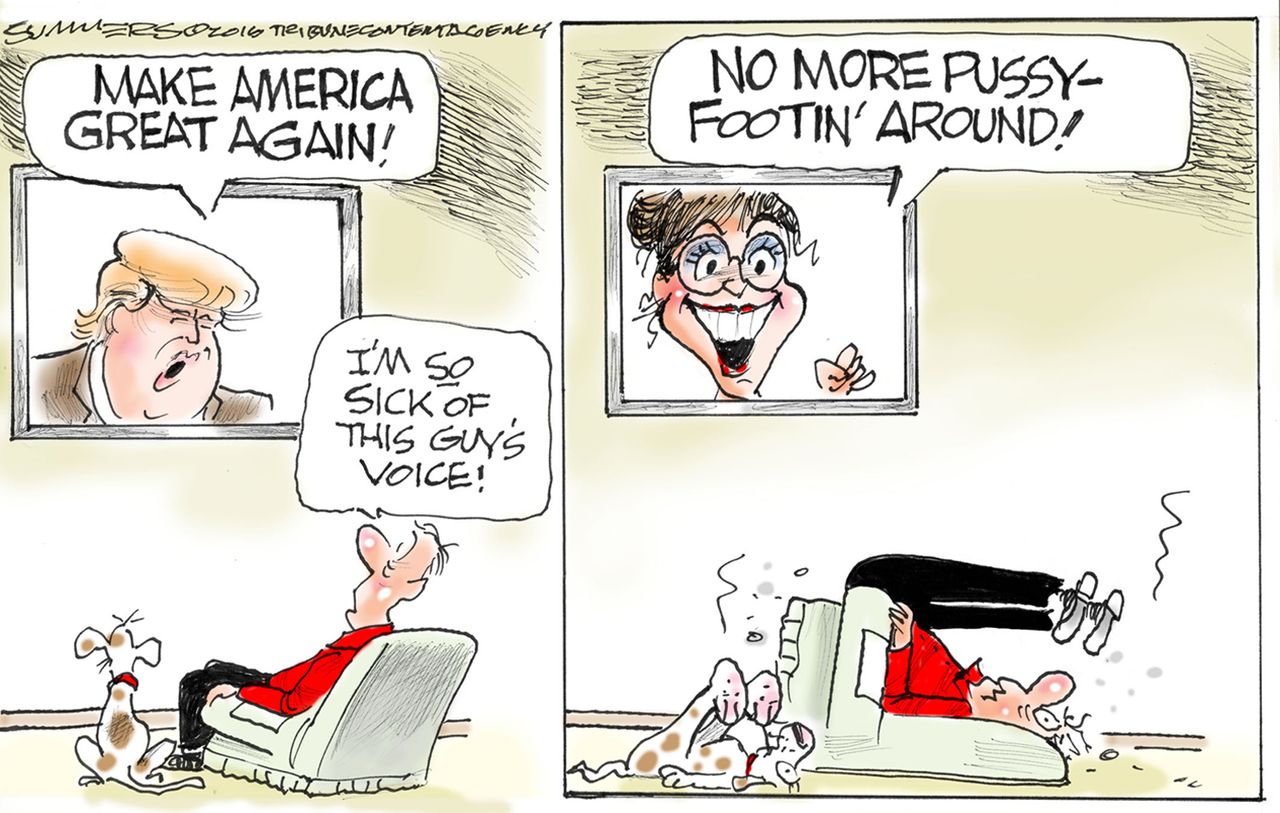 Political cartoon U.S. Trump Palin