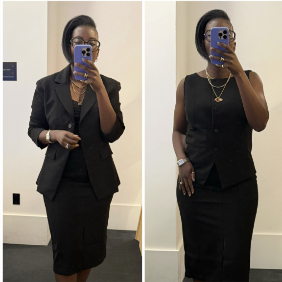 Nikki Ogunnaike weaging suits